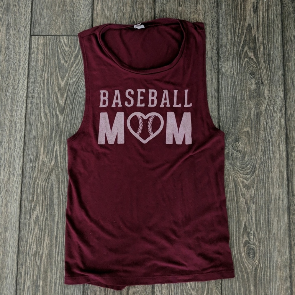 Maroon Baseball Mom Muscle Tank